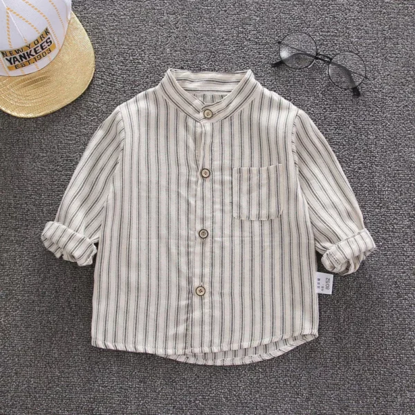 2148dbff5a3b53bd925e66f028907131 Boy Striped Mandarin Collar Shirt