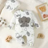 S7718a60b376b45cf9572d392c810ed15e.webp Elephant Embroidered Romper & Hat Set