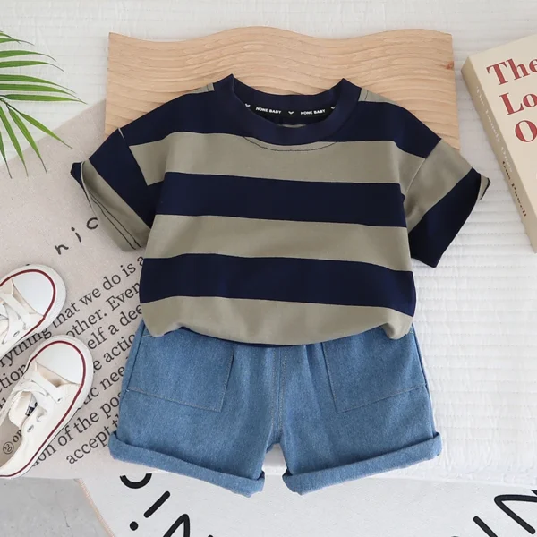 Striped Tee & Shorts Set